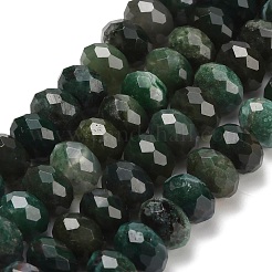 天然石モスアゲートビーズ連売り  ロンデル  多面カット  9.5~10x6~7mm  穴：1~1.2mm  約58~60個/連  15.28~15.47インチ（38.8~39.3cm）&nbsp;G-C259-A03-6x10mm