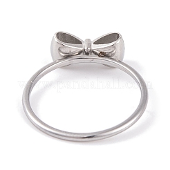 Non-Tarnish 304 Stainless Steel Bowknot Finger Ring for Women&nbsp;RJEW-C086-01-P