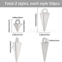 100本2スタイルアロイペンダント  コーンチャーム  プラチナ  10.5~16.5x7x6.5mm  穴：2mm  50個/スタイル&nbsp;FIND-SC0019-86P