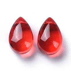 透明ガラスビーズ  トップドリルビーズ  ティアドロップ  レッド  9x6x5mm  穴：1mm&nbsp;GGLA-M004-05A-03