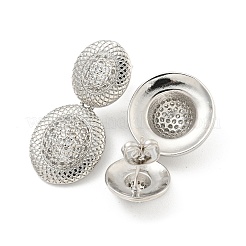 楕円形の真鍮パヴェクリアキュービックジルコニアダングルスタッドピアス  プラチナ  30.5x14mm&nbsp;EJEW-M258-29P