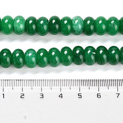 染め加工天然石ホワイトジェイドビーズ連売り  滑らかなロンデル  グリーン  10x6mm  穴：1mm  約61個/連  15.20インチ（38.6cm）&nbsp;G-G107-A05-01