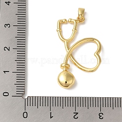 真鍮チャーム  聴診器  18KGP本金メッキ  33.5x20.5x5.5mm  穴：4x2.5mm&nbsp;KK-S391-09G