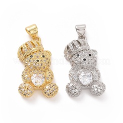 Brass Cubic Zirconia Pendants&nbsp;ZIRC-K089-12G