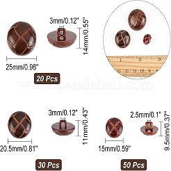 100穴プラスチックボタン1個  半円  ココナッツブラウン  15~25x9.5~14mm  穴：2.5~3mm&nbsp;BUTT-CA0001-05B