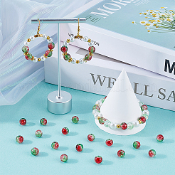 3 Strands Two-Tone Crackle Baking Paint Transparent Glass Beads Strands&nbsp;CCG-SP0001-01A