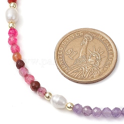 4mm Faceted Round Dyed Natural Agate & Carnelian & Green Aventurine & Aquamarine & Amethyst & Freshwater Pearl Beaded Necklaces&nbsp;NJEW-JN05110