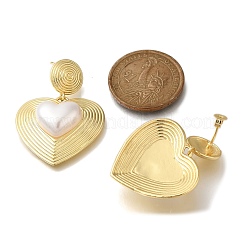 Rack Plating Heart Brass Dangle Stud Earrings&nbsp;EJEW-H143-16G