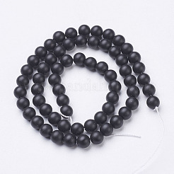 Natural Black Agate Beads Strands&nbsp;X-G-D543-6mm