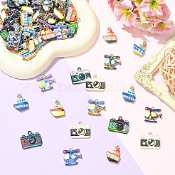 24個10スタイルプリントアロイペンダント  カドミウムフリー＆ニッケルフリー＆鉛フリー  ライトゴールド  ヘリコプターのチャーム  ミックスカラー  17.5x18.5x2mm  穴：1.8mm&nbsp;ENAM-YW0006-88