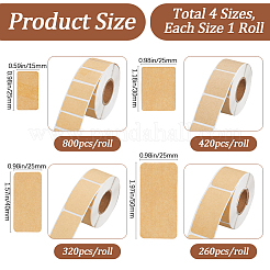 4 Rolls 4 Sizes Kraft Paper Rectangle Blank Label Stickers&nbsp;DIY-BBC0002-69