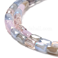 電気メッキガラスビーズセット  多面カット  コラム  パールピンク  6~6.5x4mm  穴：0.8mm  約80個/連  20.12~20.24インチ（51.1~51.4cm）&nbsp;EGLA-D030-08A