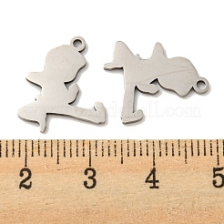 変色しない316サージカルステンレスペンダント  レーザー切断  人間のチャーム  ステンレス鋼色  17x14x1mm  穴：1.4mm&nbsp;STAS-G325-09P