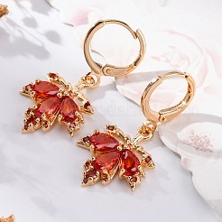 Brass Micro Pave Cubic Zirconia Leverback Earrings&nbsp;EJEW-K300-42G