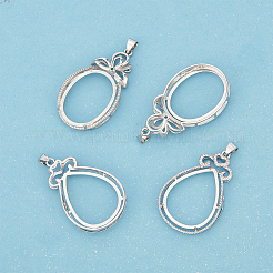 4Pcs 2 Styles Brass Pendant Cabochon Settings&nbsp;KK-NB0003-15