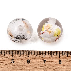 透明樹脂ビーズ  犬と一緒にラウンド  グリッターパウダー付き  多面カット  ミックスカラー  16~16.5mm  穴：2.5mm&nbsp;RE-CBA5A76-02