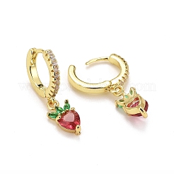 Rack Plating Brass Micro Pave Cubic Zirconia Huggie Hoop Earrings&nbsp;LS-EJEW-F278-11G