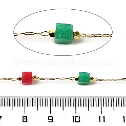Handmade Natural Dyed White Jade Cube Beaded Chains&nbsp;CHC-F020-05G