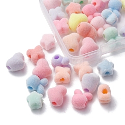 40Pcs 4 Styles Flocky Acrylic Bunny Beads&nbsp;OACR-FS0001-40