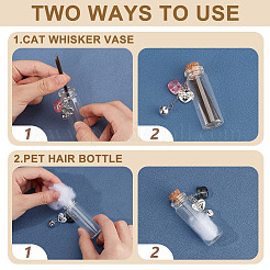 4Pcs 4 Styles Transparent Glass Empty Bottles with Alloy & Glass Cat Charms&nbsp;AJEW-DR00030