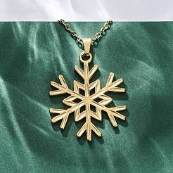 Snowflake 304 Stainless Steel Pendant Necklaces&nbsp;NJEW-M096-07G