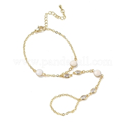 Brass Micro Pave Clear Cubic Zirconia Mittens Bracelets for Women&nbsp;BJEW-C156-02G
