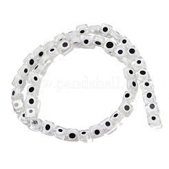 手作りナザールボンジュウランプワークビーズ連売り  正方形  透明  7.5~8x7.5~8x3mm  穴：0.6mm  約48個/連  14.37~14.53''（36.5~36.9センチメートル）&nbsp;LAMP-G166-03B