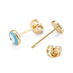 Brass Enamel Stud Earrings&nbsp;EJEW-D274-02G-01