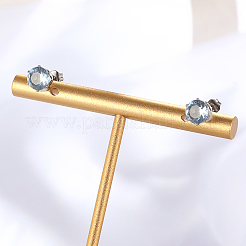 Brass Cubic Zirconia Flat Round Stud Earrings&nbsp;EB9098