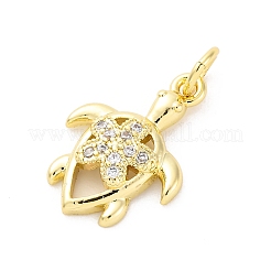 Brass Micro Pave Cubic Zirconia Pendants&nbsp;KK-D325-34G