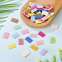65Pcs 13 Colors Rectangle Hand Made Suede Clothing Label&nbsp;AJEW-TA0002-15