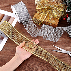 2 Rolls 2 Colors 9M Sparkle Polyester Mesh Ribbon with Paillettes&nbsp;OCOR-PH0005-94