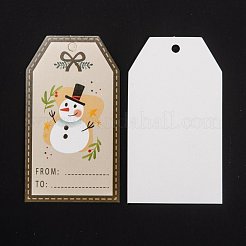 紙ギフトタグ  ハングタグ  ジュートより糸付き  クリスマスデコレーション用  クリスマステーマの模様  8.1x4.6x0.05cm  穴：4mm  50個/袋&nbsp;CDIS-P005-G01