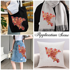 ポリエステル刺繍レース縫製装飾品  パッチにアイロン  DIYアクセサリー  花  レッド  240x350mm&nbsp;DIY-WH20031-079C