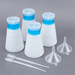 Diyのマニキュアの除去剤の貯蔵のびん  空のプラスチックプレスポンプボトルとフリップトップキャップ付き  防水ステッカーラベル  プラスチック漏斗ホッパーとドロッパー  透明  11.05cm  容量：180ミリリットル&nbsp;MRMJ-BC0001-93