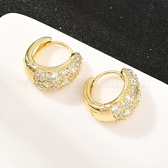 C-Shaped Brass Micro Pave Clear Cubic Zirconia Hoop Earrings&nbsp;EJEW-Z164-20G
