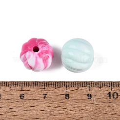 ツートンカラーの不透明アクリルビーズ  カボチャ  ミックスカラー  15mm  穴：2.5mm  約250個/500g&nbsp;OACR-Q199-26
