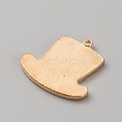 聖パトリックの日合金エナメルペンダント  スパンコール  帽子  グリーン  28x29x2mm  穴：1.5mm&nbsp;ENAM-WH0004-03KCG-06