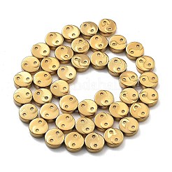 電気めっき合成非磁性ヘマタイト ビーズ 連売り  陰陽  黄金メッキ  9.5x3.5mm  穴：1mm  約42個/連  16.14''（41センチメートル）&nbsp;G-B132-C01-01A