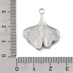 304ステンレスペンダント  エナメル  イチョウの葉のチャーム  ステンレス鋼色  27x23x2mm  穴：2.5mm&nbsp;STAS-N108-98P-01