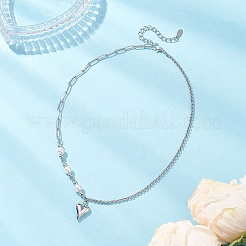 Alloy Heart Pendant 304 Stainless Steel & Shell Pearl Link Chain Necklaces for Women&nbsp;NJEW-JN05566