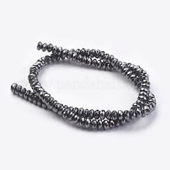 非磁性合成ヘマタイトビーズ連売り  多面カット  ロンデル  6x3mm  穴：1mm  約121個/連  15.3インチ&nbsp;G-K263-01C-05