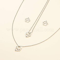 304ステンレススチールチャーム  犬の足跡  ステンレス鋼色  12.9x11.8x1mm  穴：1.5mm  20個/箱&nbsp;STAS-UN0001-15P