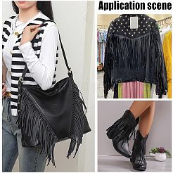 3mの合成皮革タッセルリボン  洋服アクセサリー  ブラック  5-7/8インチ（150mm）  約3.28ヤード（3m）/セット&nbsp;OCOR-AR0001-89C