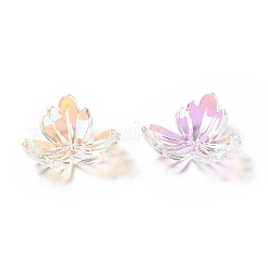 透明レインボー虹色メッキアクリルビーズキャップ  キラキラビーズ  葉  クリアAB  22x22x7mm  穴：1.8mm&nbsp;MACR-C009-02