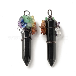 7 Chakra Pointed Natural Obsidian Big Pendants&nbsp;G-C012-01R-04
