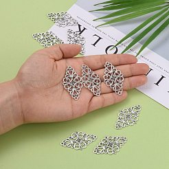 Tibetan Style Alloy Rhombus Filigree Joiners Links&nbsp;X-TIBE-5377-AS-LF