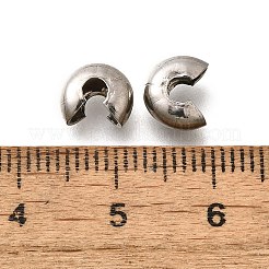 304ステンレススチール製クリンプビーズカバー  ステンレス鋼色  8x7x4mm&nbsp;STAS-P239-34P-06