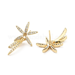Clear Cubic Zirconia Leaf Dangle Stud Earrings&nbsp;KK-D080-22G