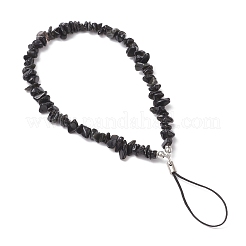 天然蛍石チップビーズの携帯ストラップ  プラチナ  186mm&nbsp;HJEW-JM03719-02